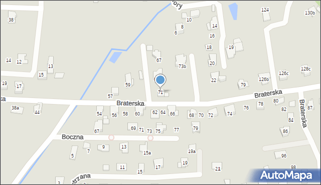 Bielsko-Biała, Braterska, 71, mapa Bielsko-Białej