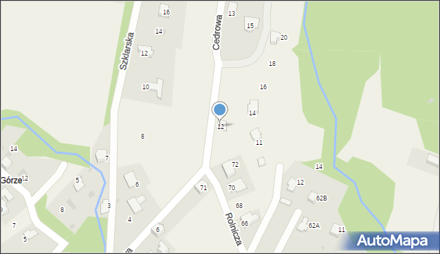 Bierna, Brzozowa, 12, mapa Bierna