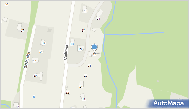 Bierna, Brzozowa, 20, mapa Bierna