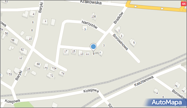 Bieruń, Bratków, 9, mapa Bieruń