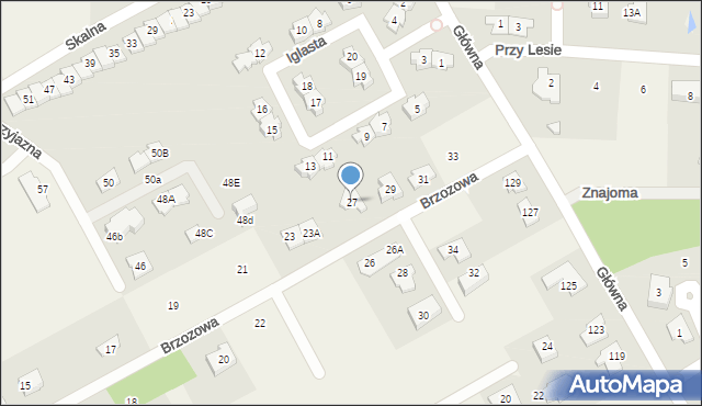 Bobrowiec, Brzozowa, 27, mapa Bobrowiec