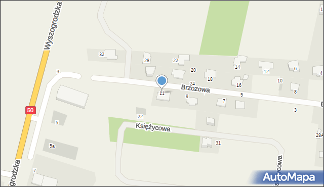 Bońki, Brzozowa, 11, mapa Bońki