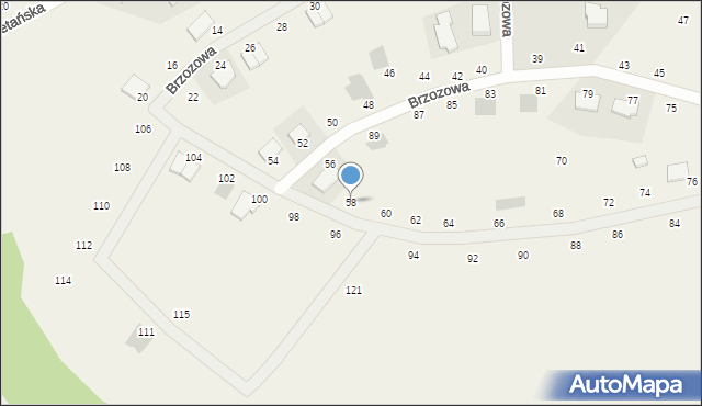 Borkowo, Brzozowa, 58, mapa Borkowo