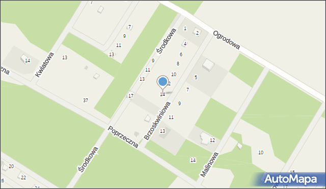 Borowa, Brzoskwiniowa, 14, mapa Borowa