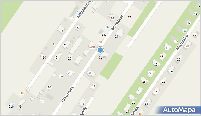 Borowa Góra, Brzozowa, 31, mapa Borowa Góra