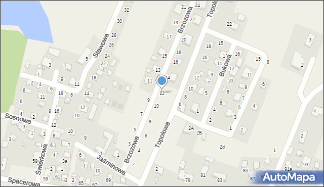 Borówno, Brzozowa, 12, mapa Borówno