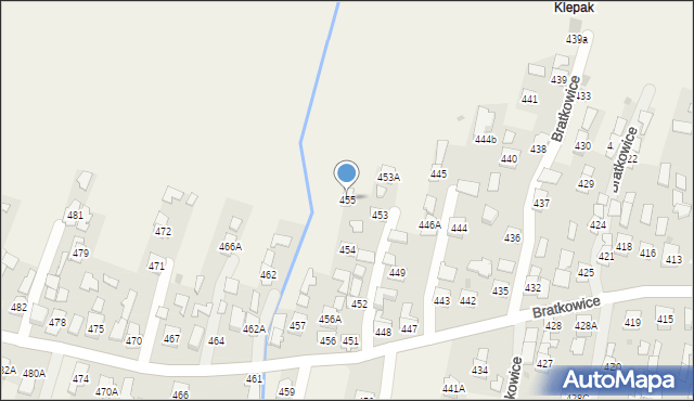 Bratkowice, Bratkowice, 455, mapa Bratkowice