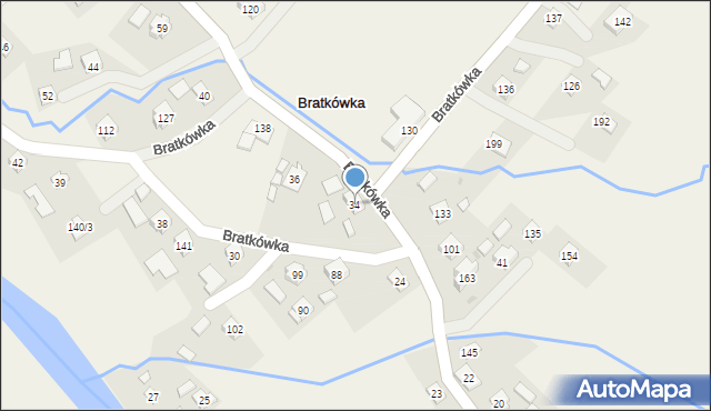 Bratkówka, Bratkówka, 34, mapa Bratkówka