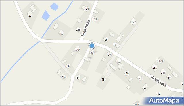 Bratkówka, Bratkówka, 62, mapa Bratkówka