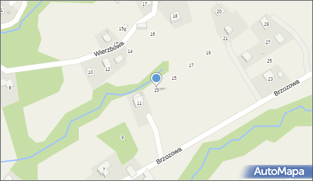 Brenna, Brzozowa, 13, mapa Brenna