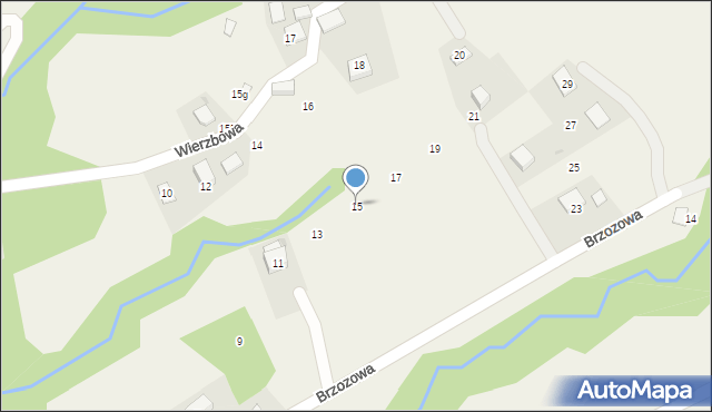 Brenna, Brzozowa, 15, mapa Brenna