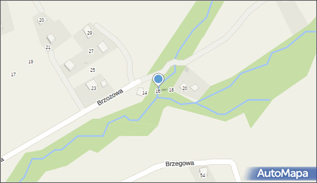 Brenna, Brzozowa, 16, mapa Brenna