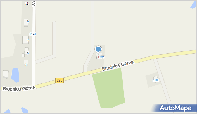 Brodnica Górna, Brodnica Górna, 124a, mapa Brodnica Górna