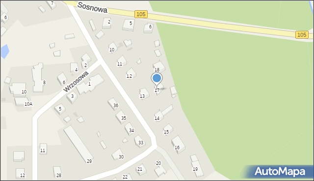 Brojce, Brzozowa, 17, mapa Brojce