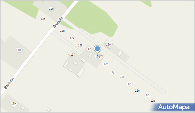 Broncin, Broncin, 12g, mapa Broncin