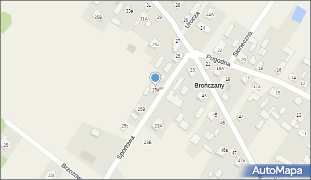 Brończany, Brończany, 25a, mapa Brończany