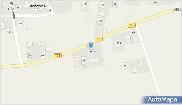 Brończyce, Brończyce, 30, mapa Brończyce