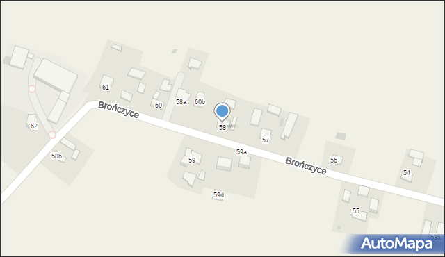 Brończyce, Brończyce, 58, mapa Brończyce