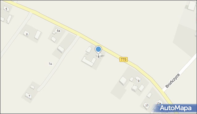 Brończyce, Brończyce, 8, mapa Brończyce
