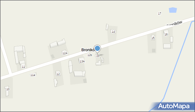 Broników, Broników, 13, mapa Broników