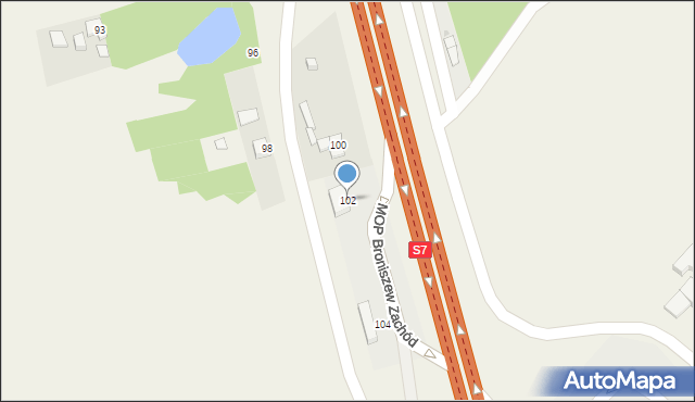 Broniszew, Broniszew, 102, mapa Broniszew