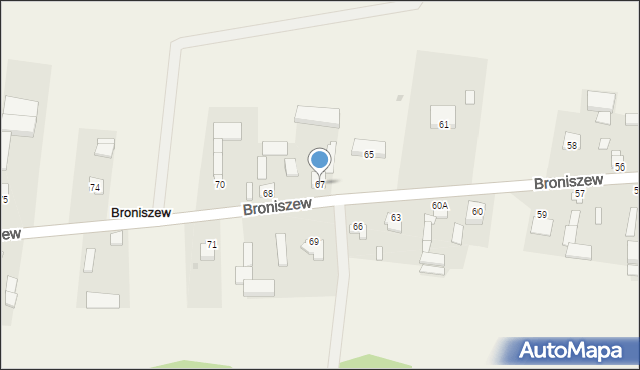 Broniszew, Broniszew, 67, mapa Broniszew