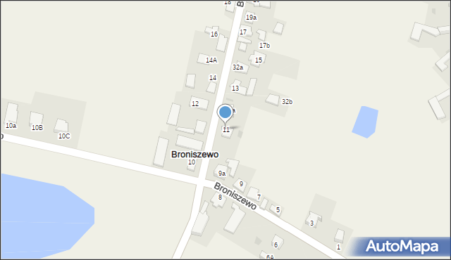 Broniszewo, Broniszewo, 11, mapa Broniszewo