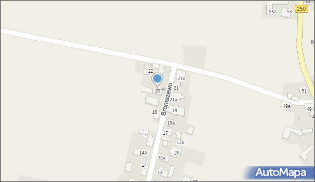 Broniszewo, Broniszewo, 20, mapa Broniszewo