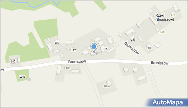 Broniszów, Broniszów, 186A, mapa Broniszów