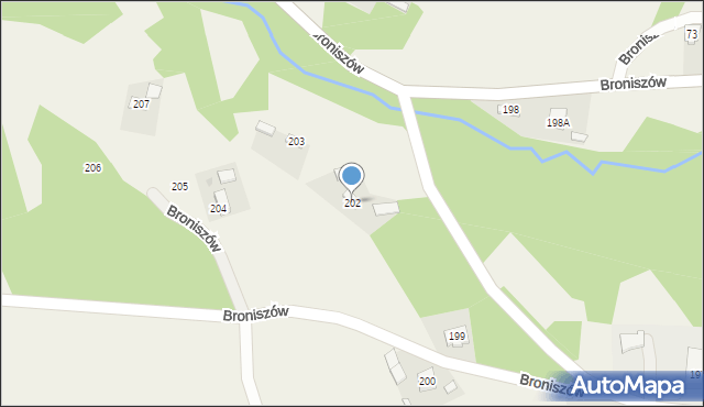 Broniszów, Broniszów, 202, mapa Broniszów