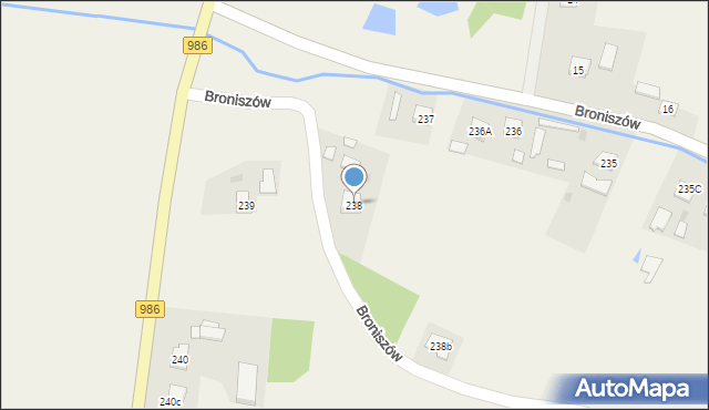 Broniszów, Broniszów, 238, mapa Broniszów