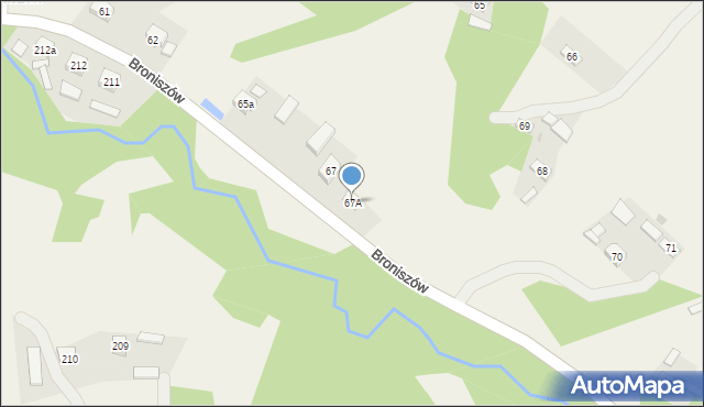 Broniszów, Broniszów, 67A, mapa Broniszów