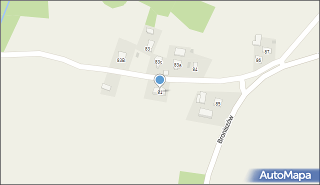 Broniszów, Broniszów, 81, mapa Broniszów