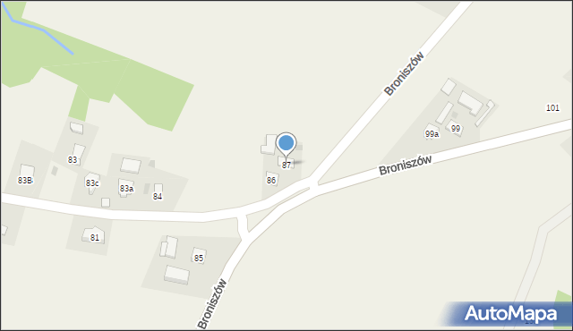 Broniszów, Broniszów, 87, mapa Broniszów