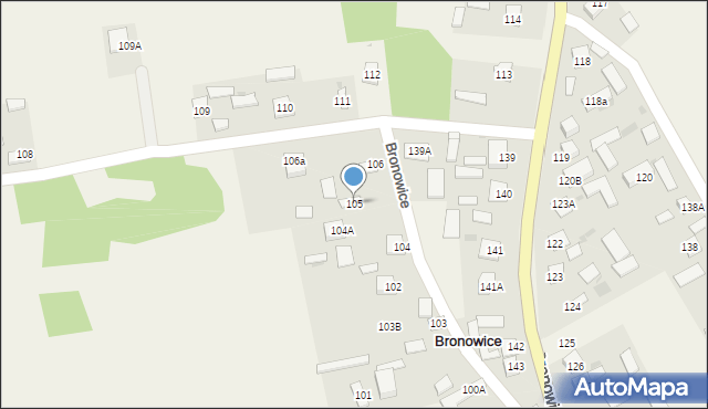 Bronowice, Bronowice, 105, mapa Bronowice