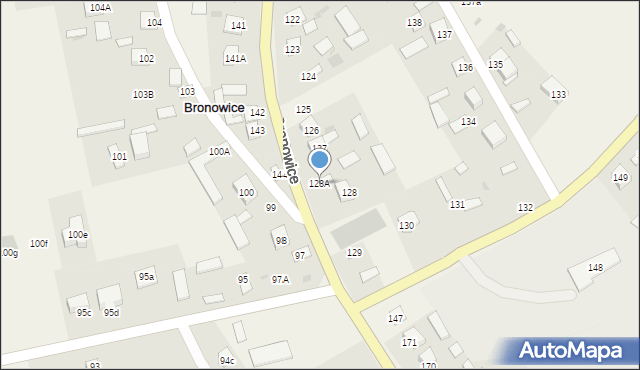 Bronowice, Bronowice, 128A, mapa Bronowice