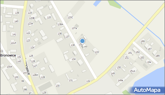 Bronowice, Bronowice, 135A, mapa Bronowice