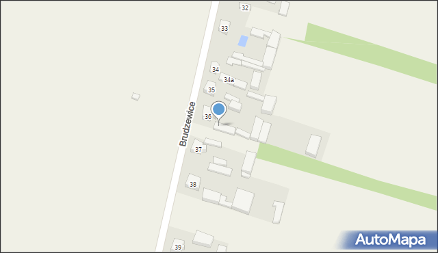 Brudzewice, Brudzewice, 36a, mapa Brudzewice