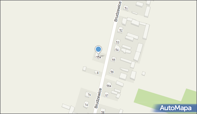 Brudzewice, Brudzewice, 55a, mapa Brudzewice
