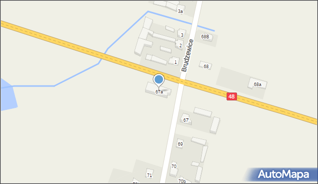Brudzewice, Brudzewice, 67a, mapa Brudzewice