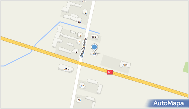 Brudzewice, Brudzewice, 68, mapa Brudzewice