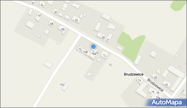 Brudzewice, Brudzewice, 70a, mapa Brudzewice