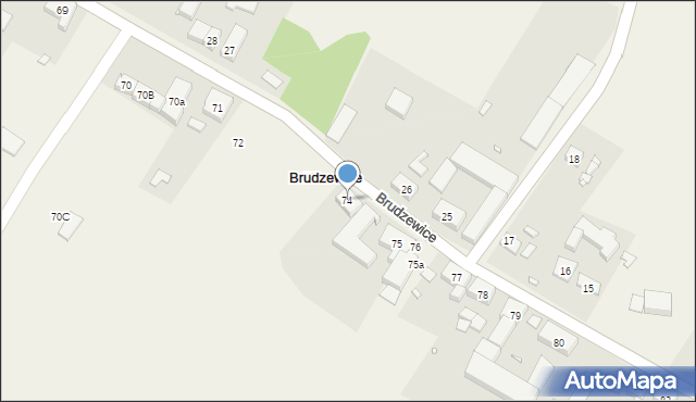 Brudzewice, Brudzewice, 74, mapa Brudzewice