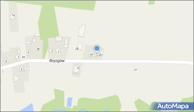 Bryzgów, Bryzgów, 1, mapa Bryzgów