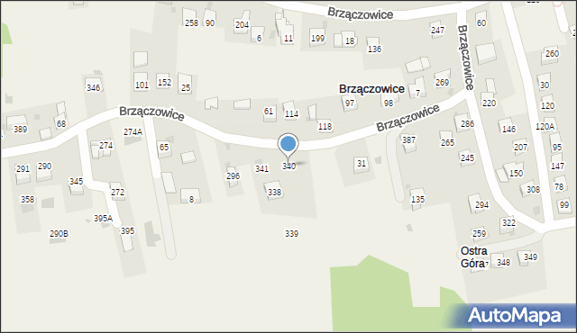 Brzączowice, Brzączowice, 340, mapa Brzączowice