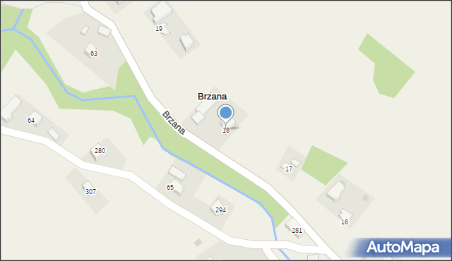 Brzana, Brzana, 18, mapa Brzana