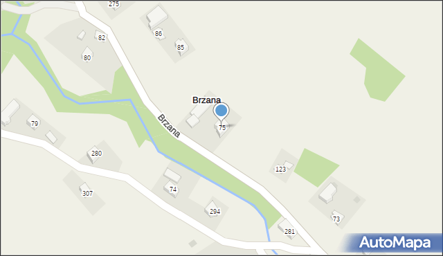 Brzana, Brzana, 75, mapa Brzana