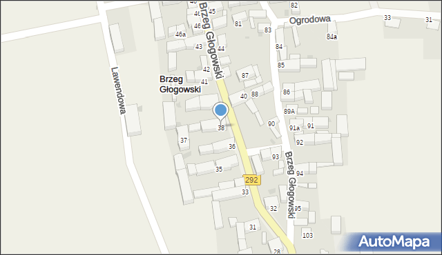 Brzeg Głogowski, Brzeg Głogowski, 38, mapa Brzeg Głogowski