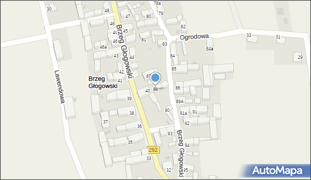 Brzeg Głogowski, Brzeg Głogowski, 88, mapa Brzeg Głogowski
