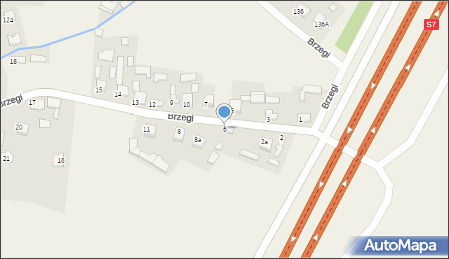 Brzegi, Brzegi, 6, mapa Brzegi
